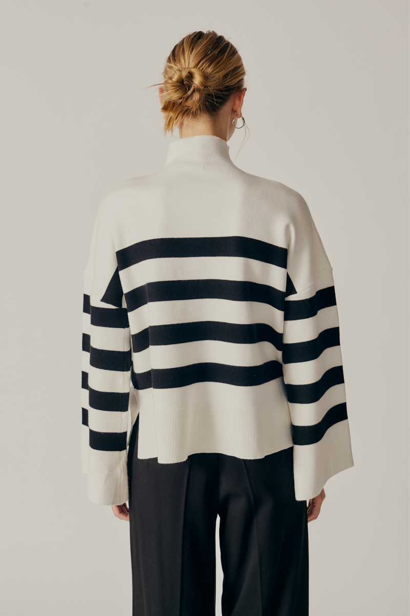 Livia Stripe Turtleneck Sweater