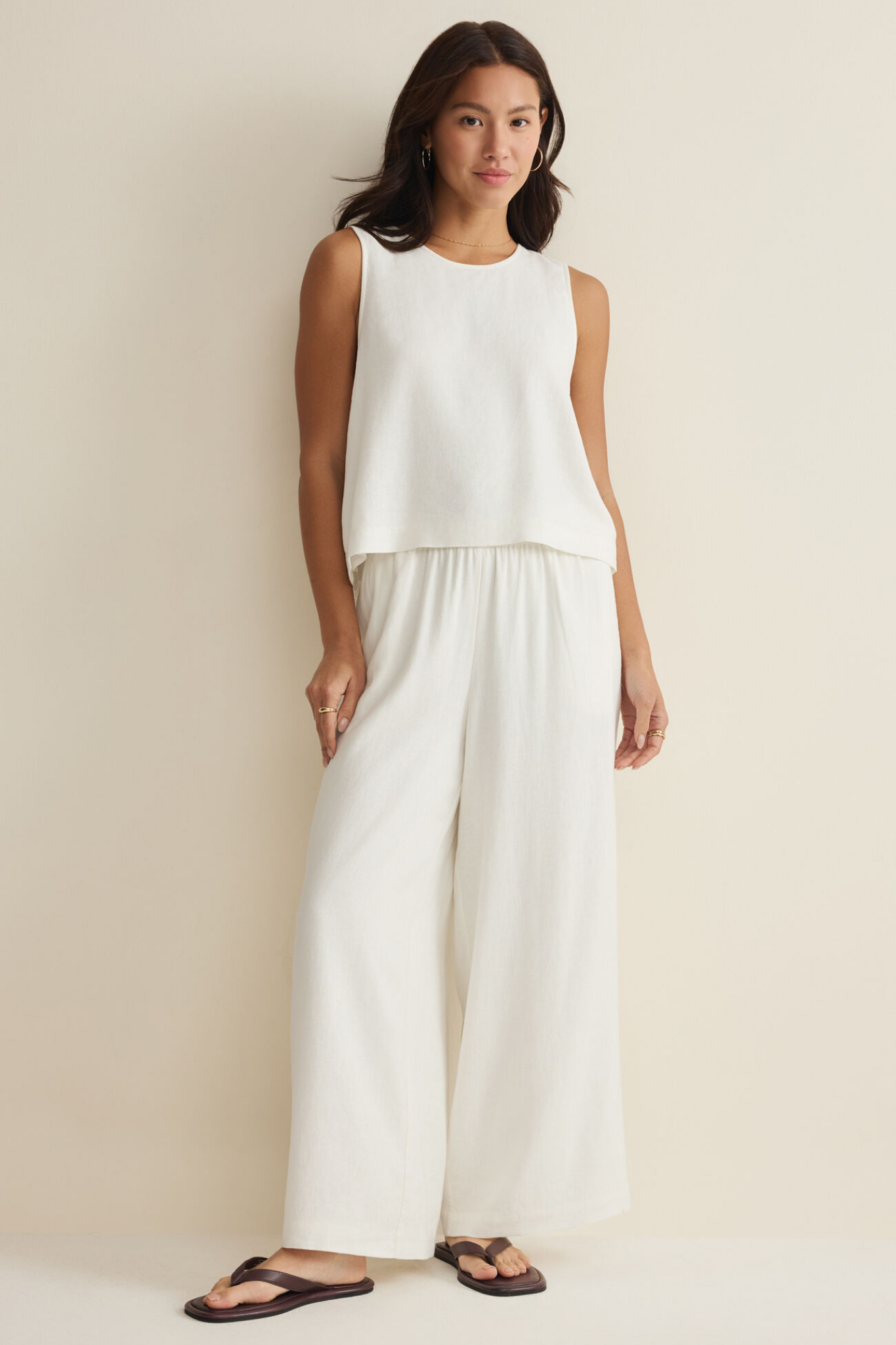 Sloane White Linen Tank