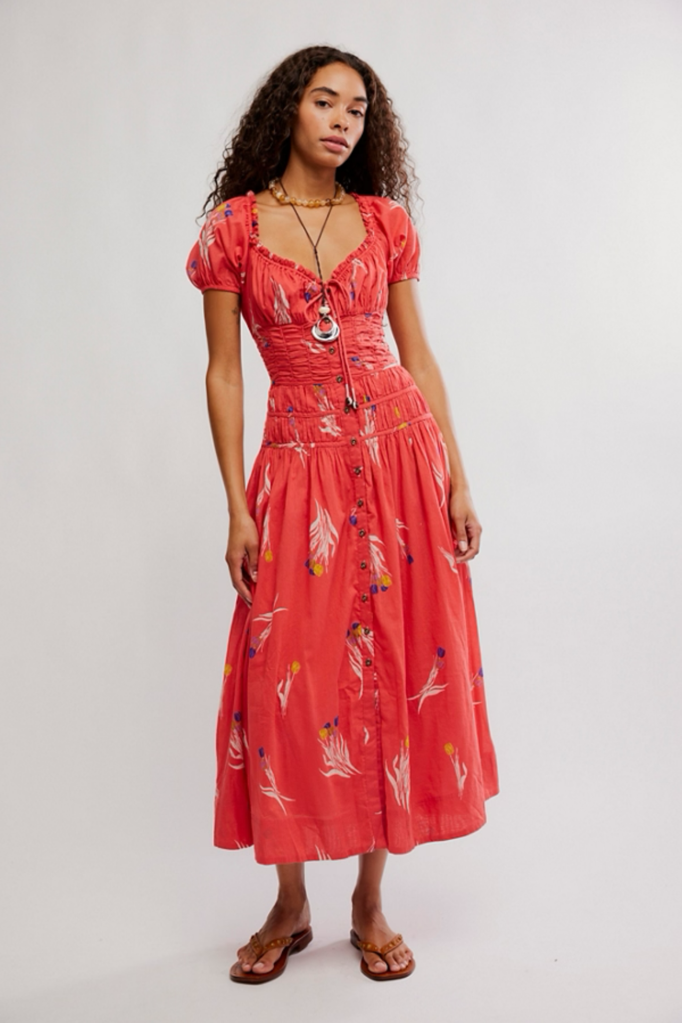 Complete Me Coral Midi Dress