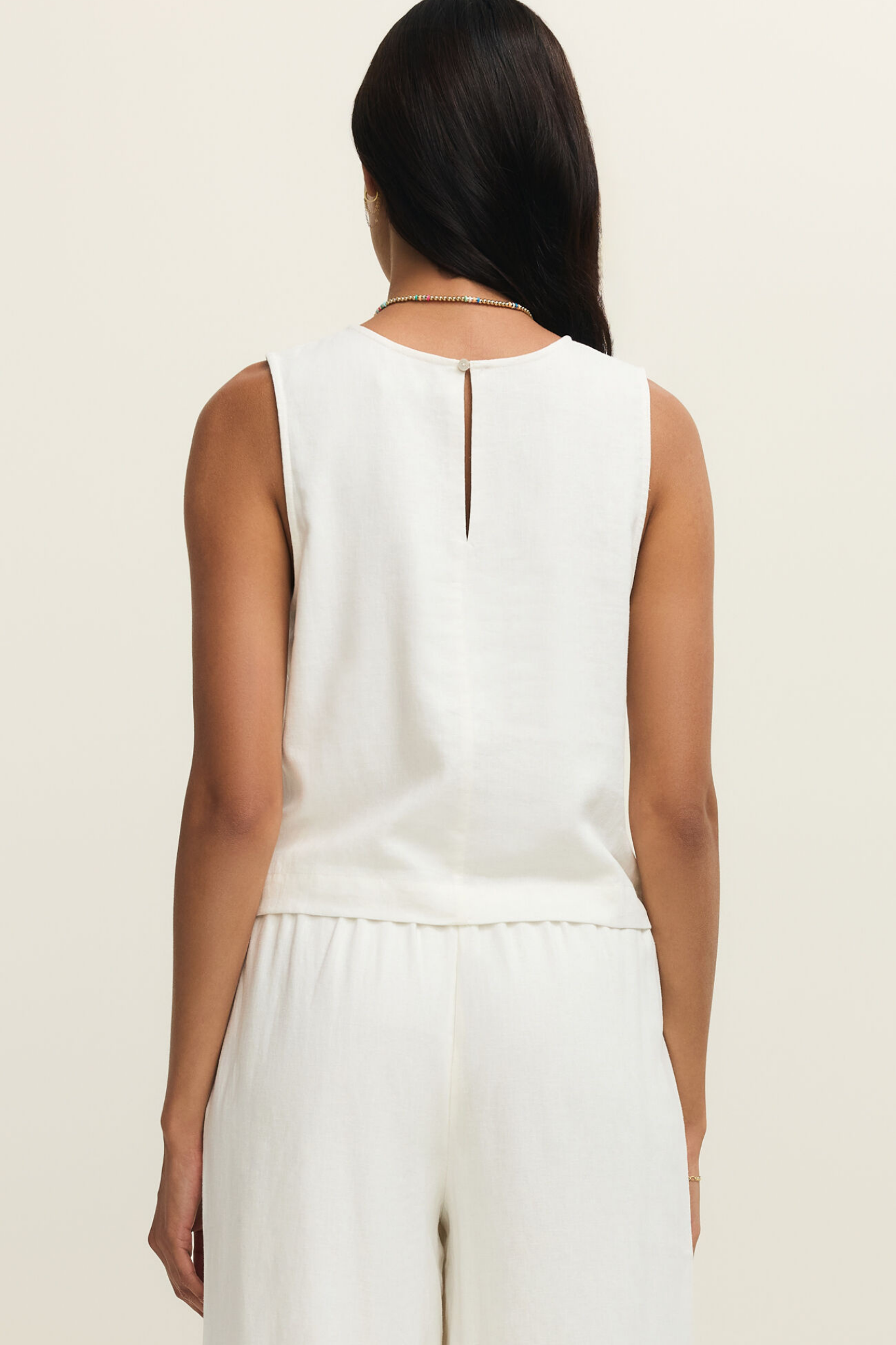 Sloane White Linen Tank