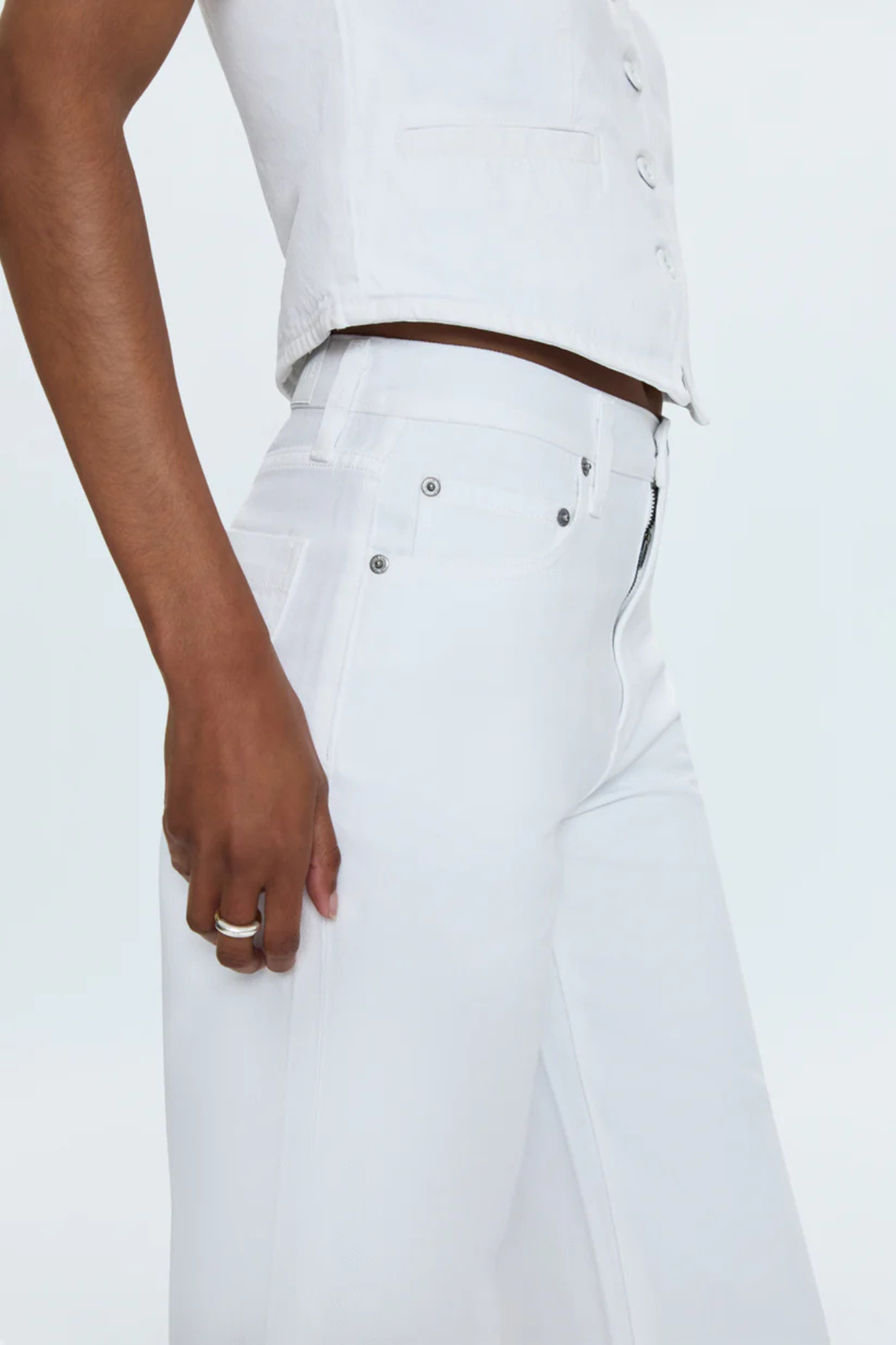 Jadyn Vivid White Low Slung Palazzo