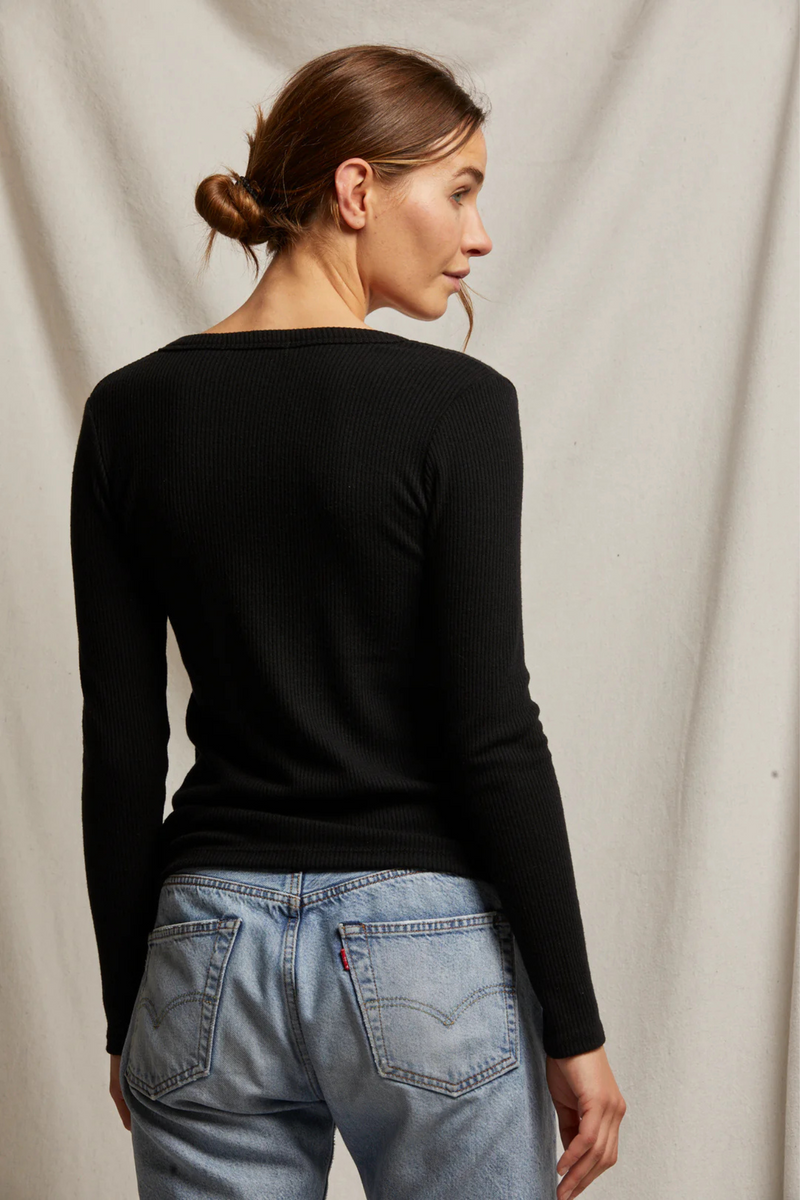 Evangeline True Black Sweater Rib Top