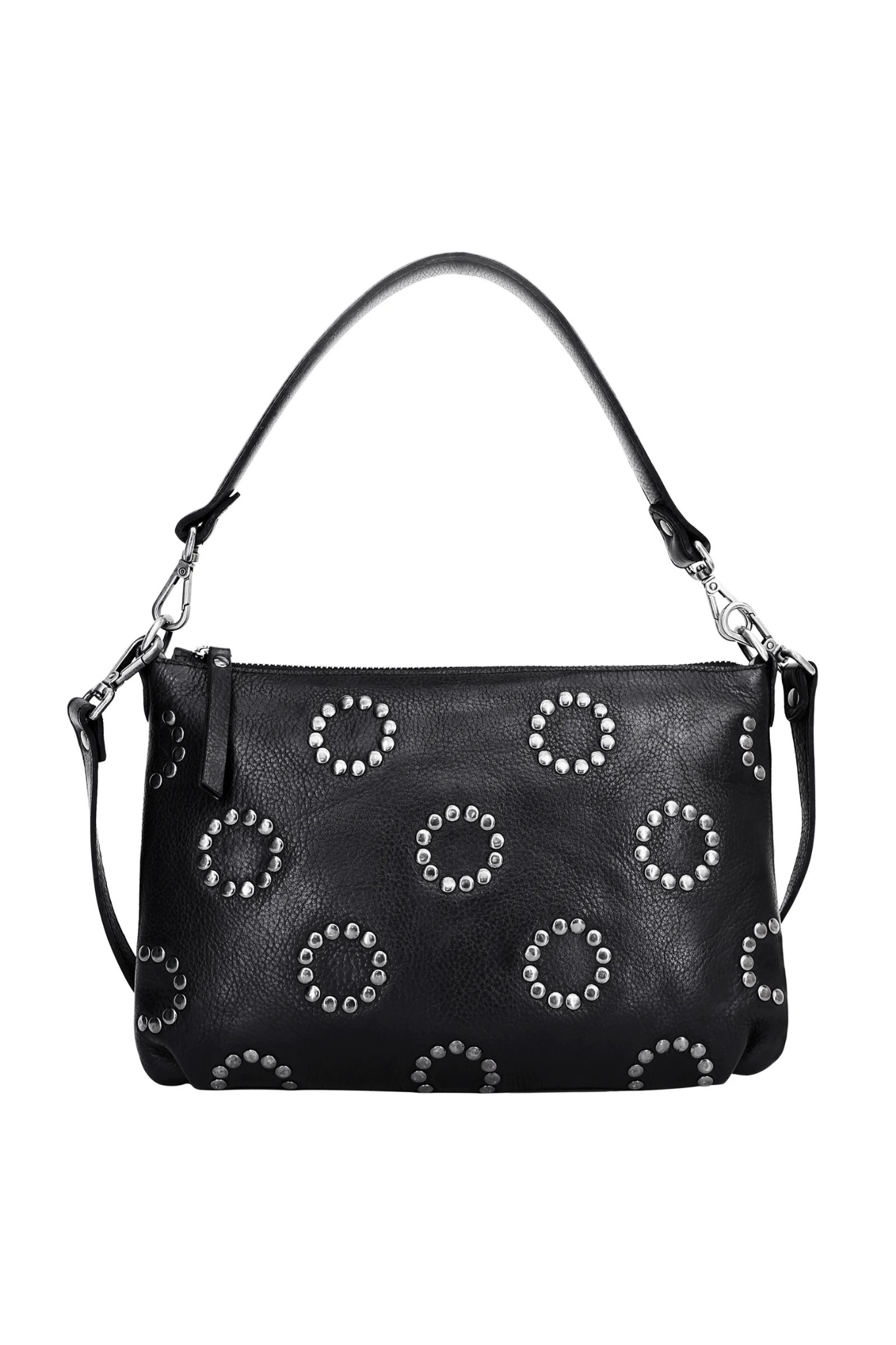 Stevie Black Leather Studded Crossbody Bag