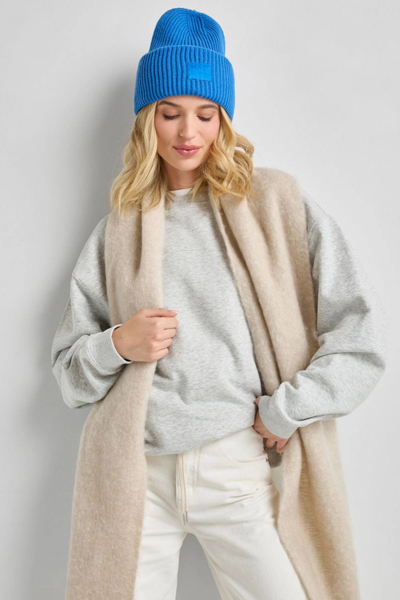 Cobalt Ribbed Knit Beanie