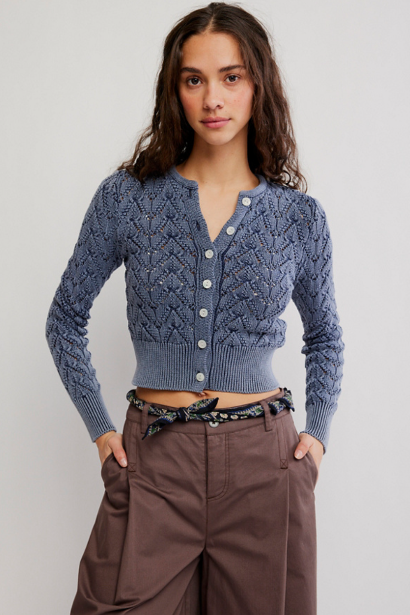 Pretty In Pointelle Navy Cardi