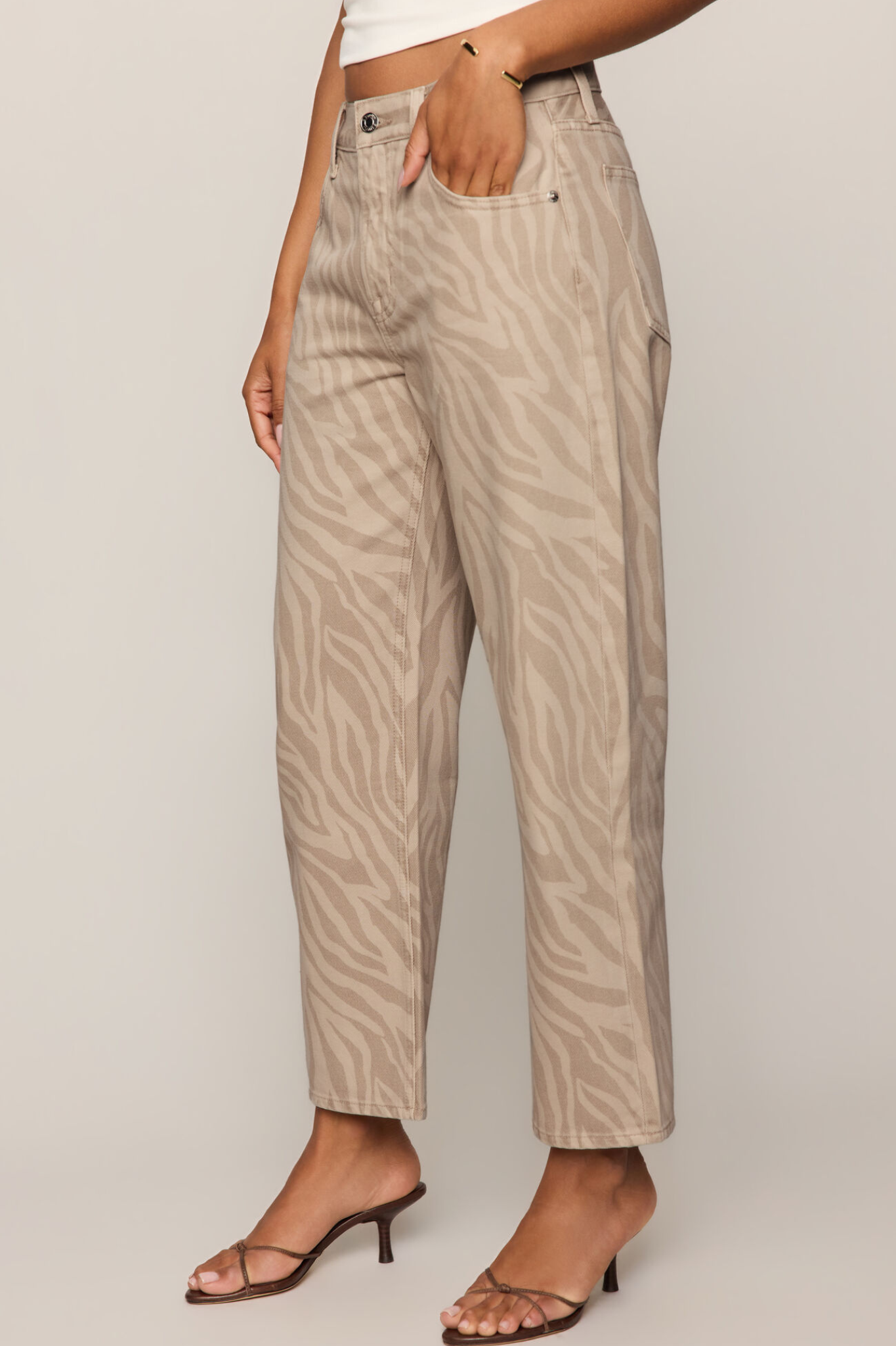 Off Duty Zebra Soapstone Mid Rise Bowed Ankle