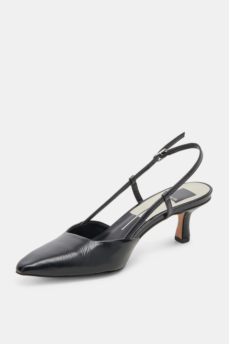 Odela Midnight Crinkle Leather Heel