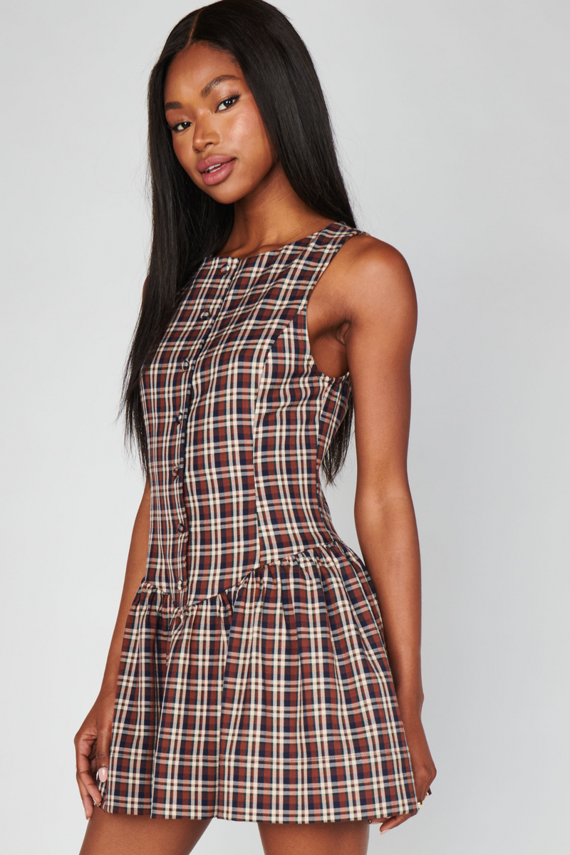 Meester Saddle Plaid Mini Dress