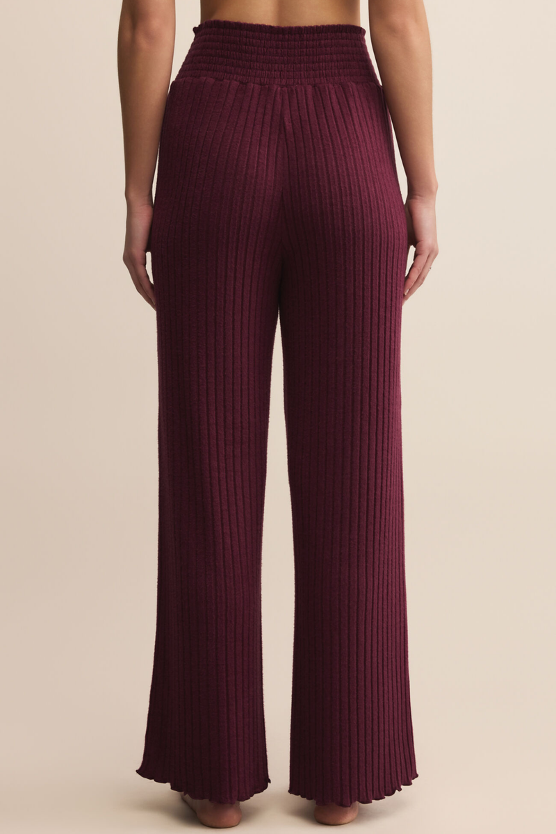 Dawn Merlot Smocked Rib Pant