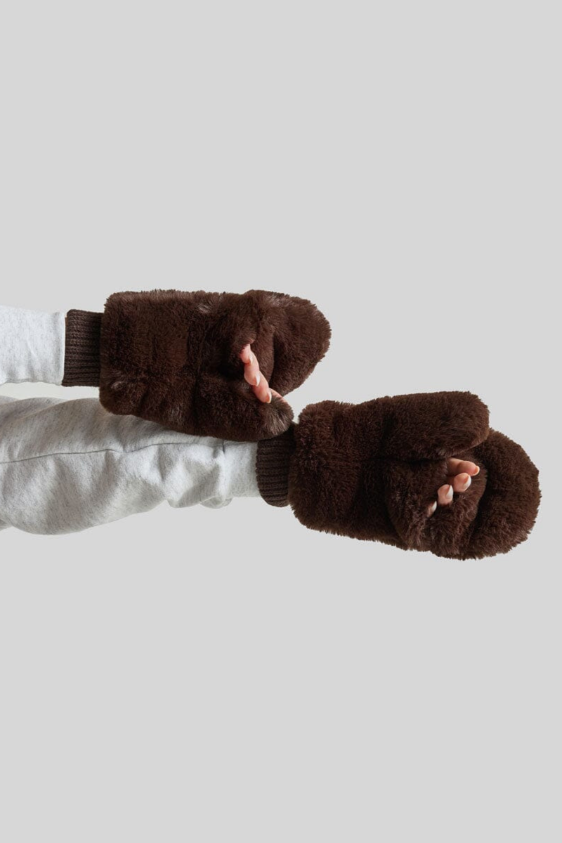 Chocolate Faux Fur Mittens