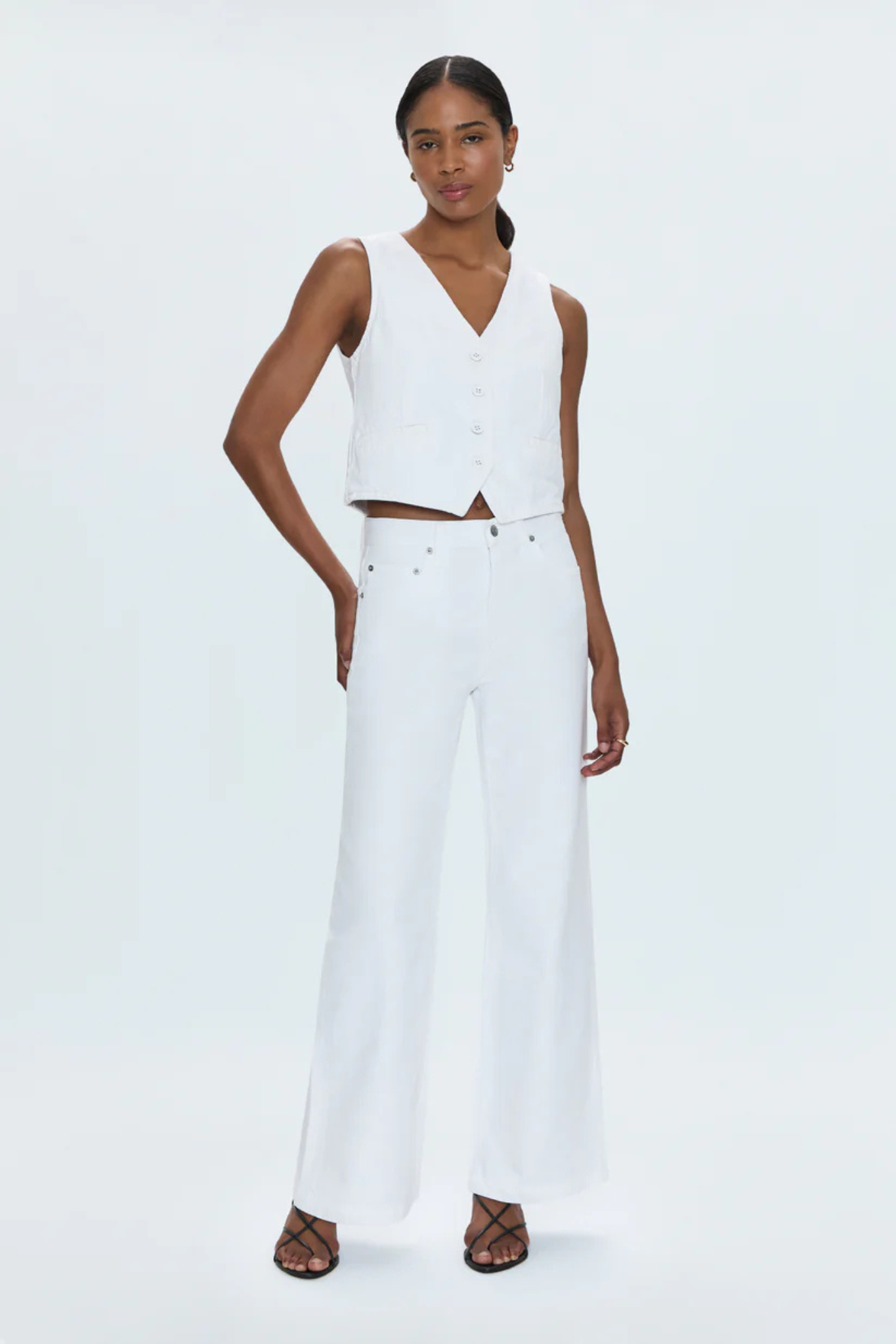 Jadyn Vivid White Low Slung Palazzo