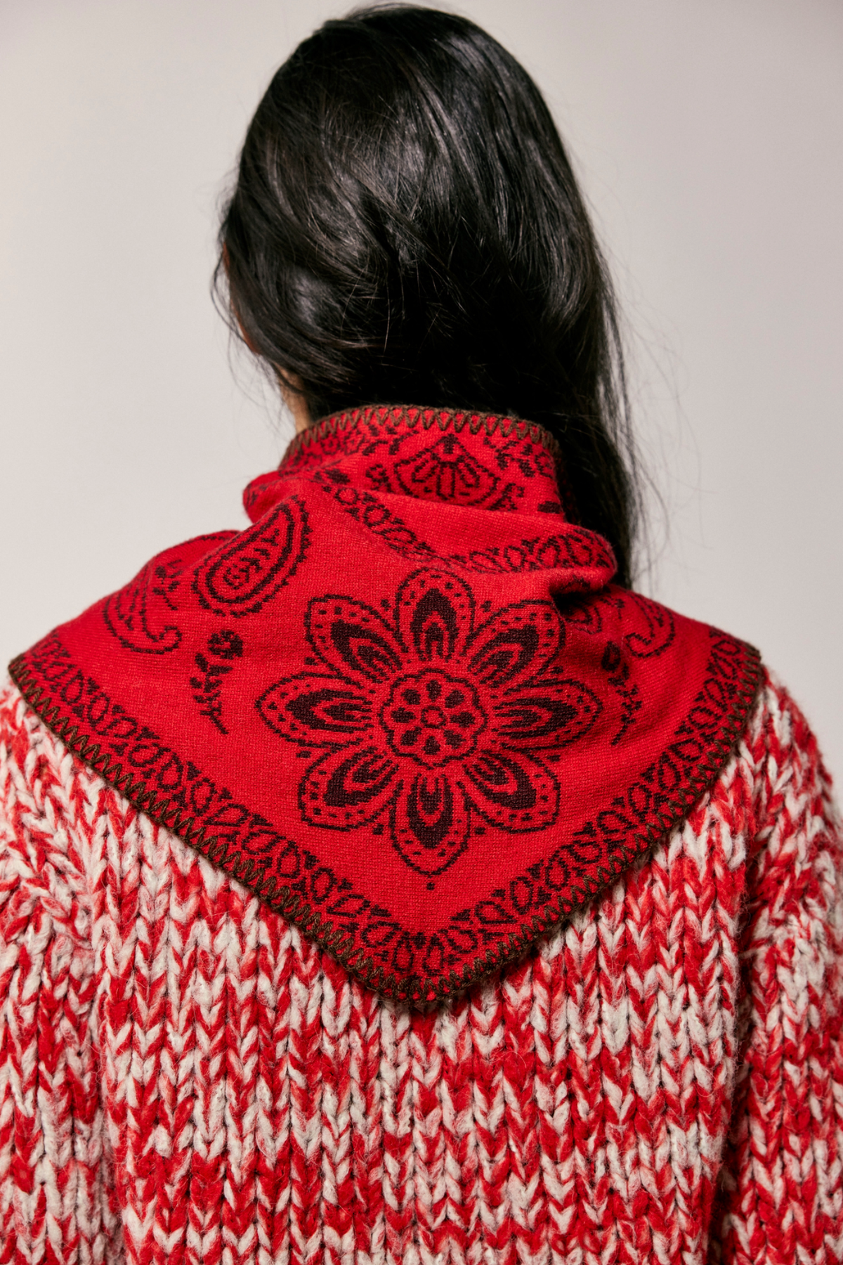 Carmen Wine Knitted Triangle Scarf