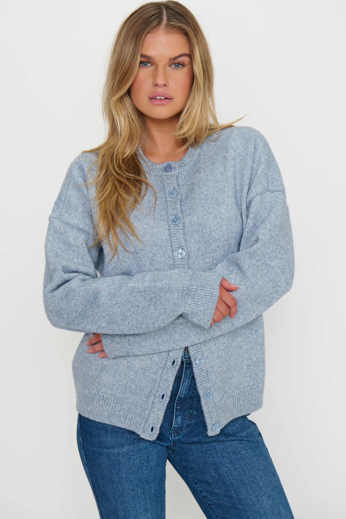 Foster Blue Knit Cardigan