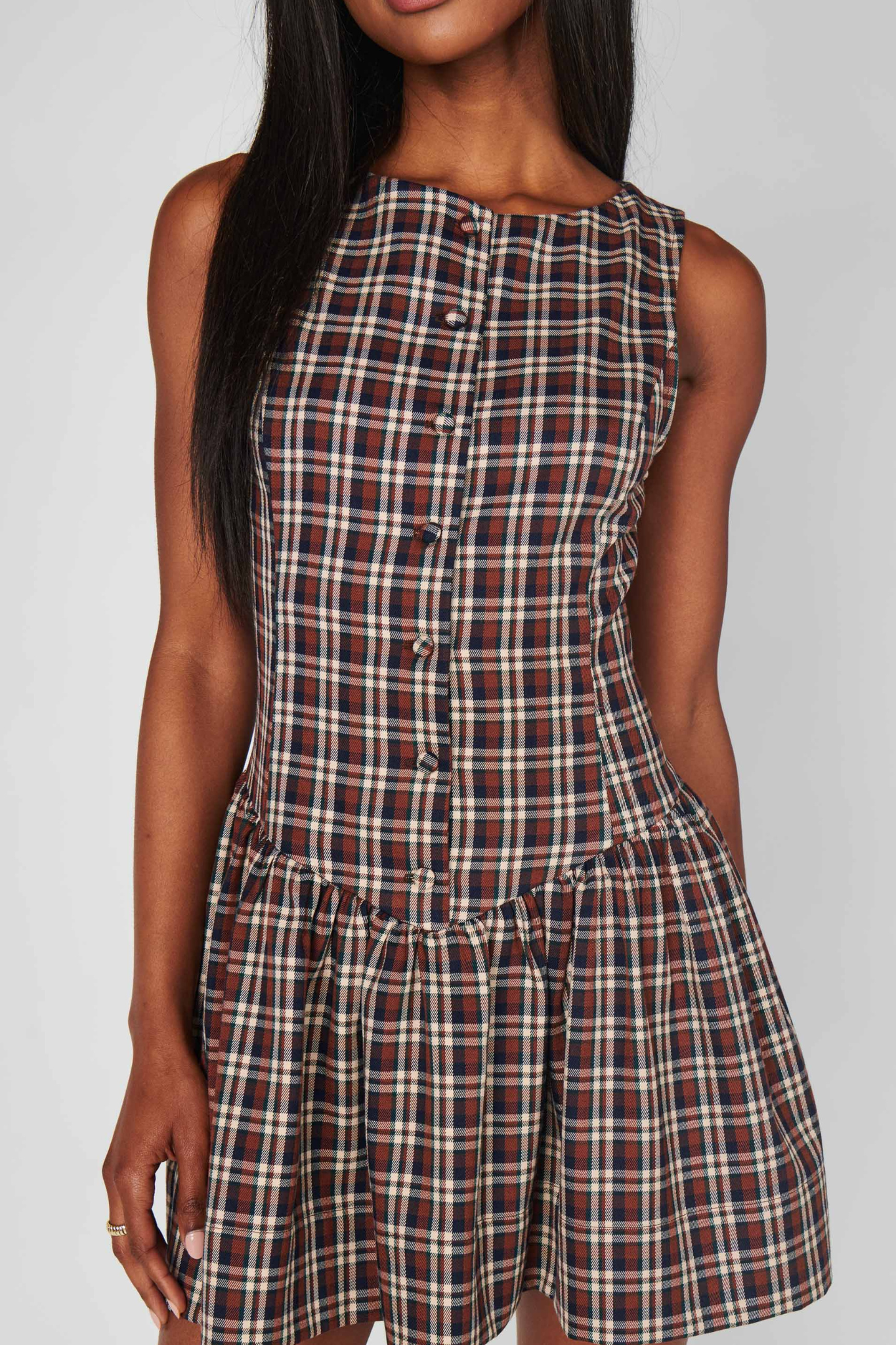 Meester Saddle Plaid Mini Dress