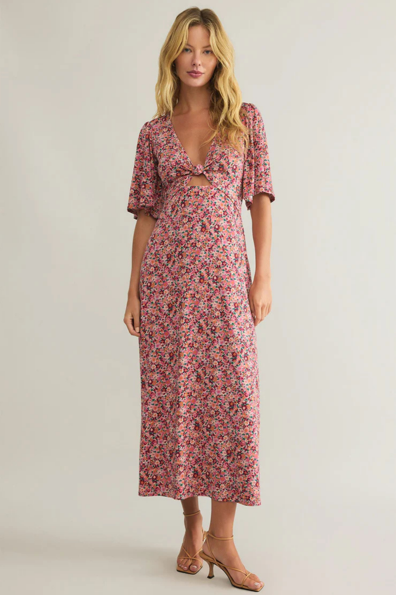 Mavis Rose Mauve Floral Midi Dress