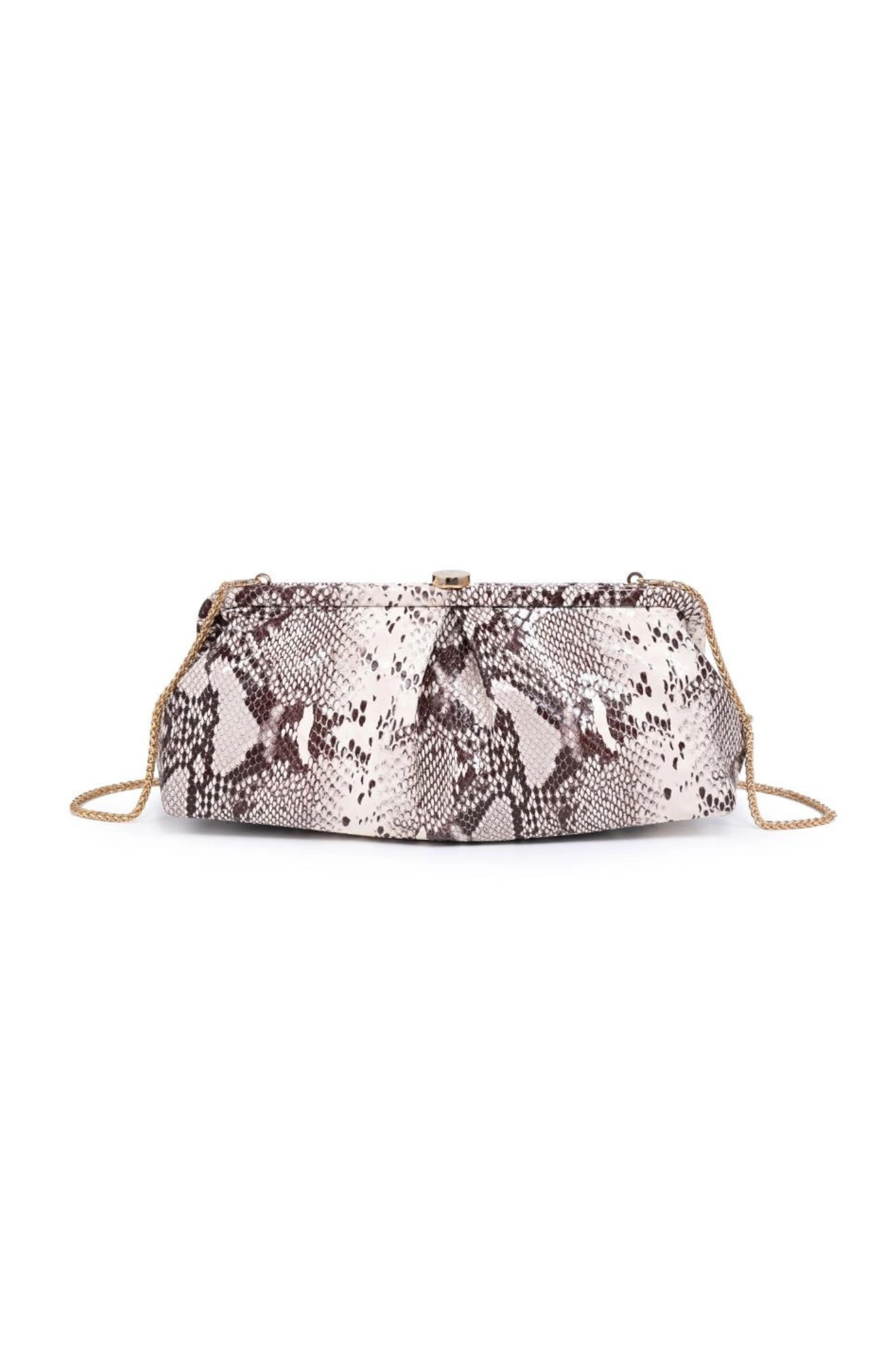 Kit Brown Snake Print Clutch