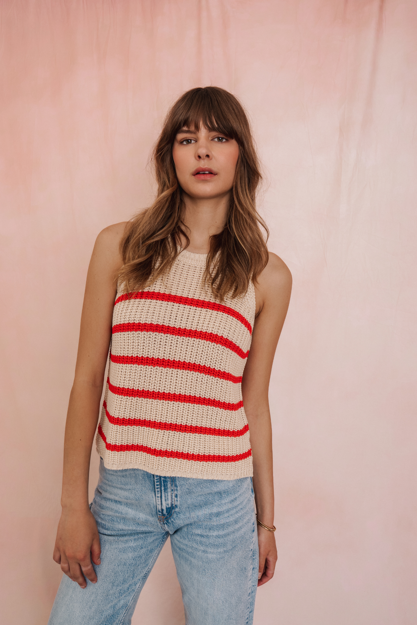 Andrea Grenadine Stripe Knit Tank