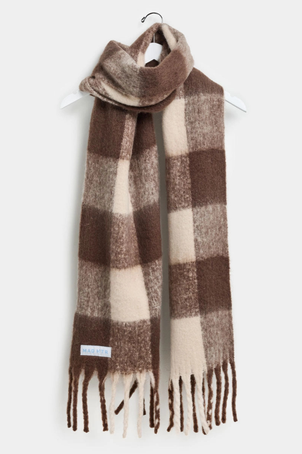 Espresso Checked Blanket Scarf