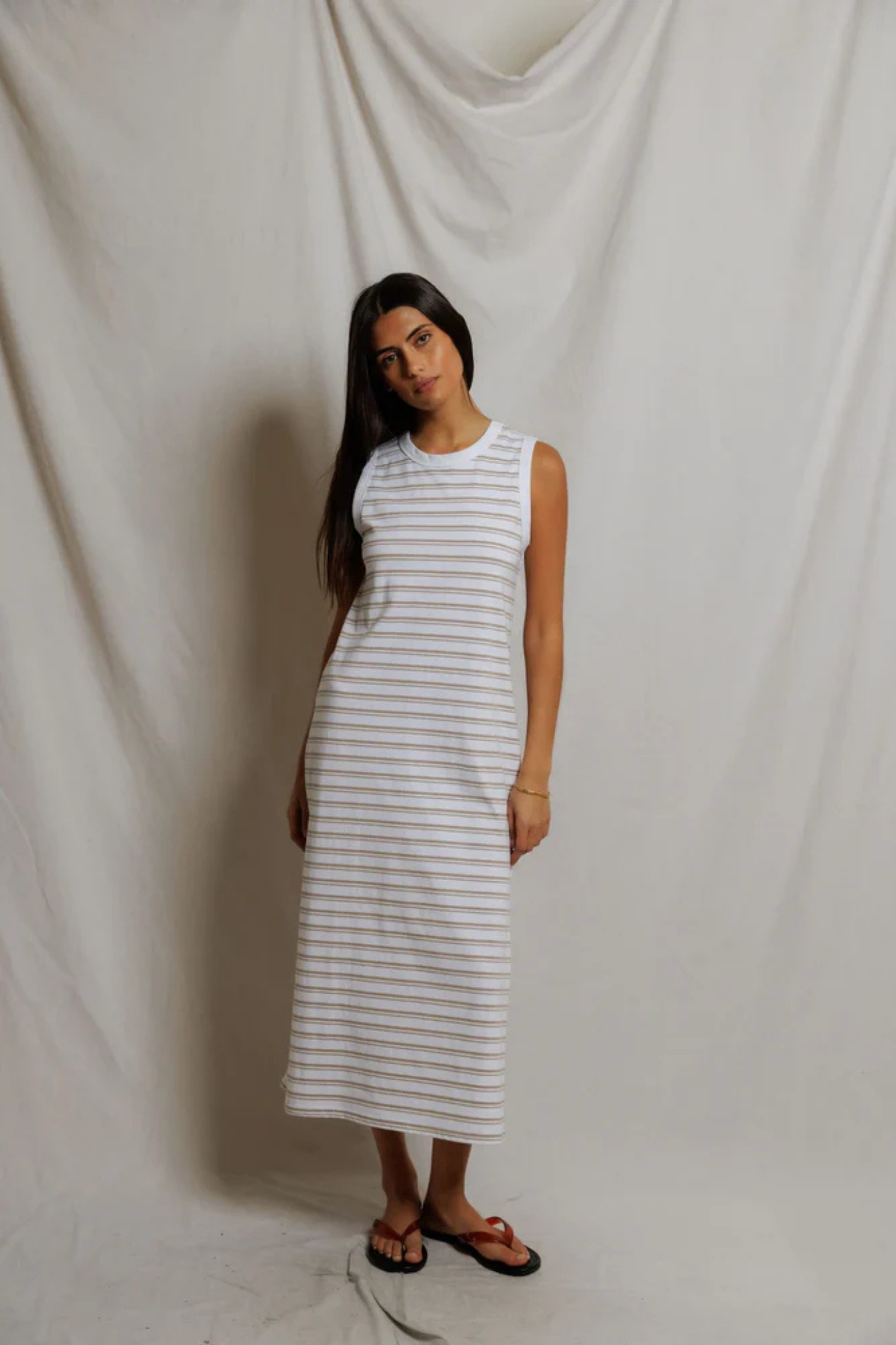 Lanell Driftwood Stripe Midi Dress