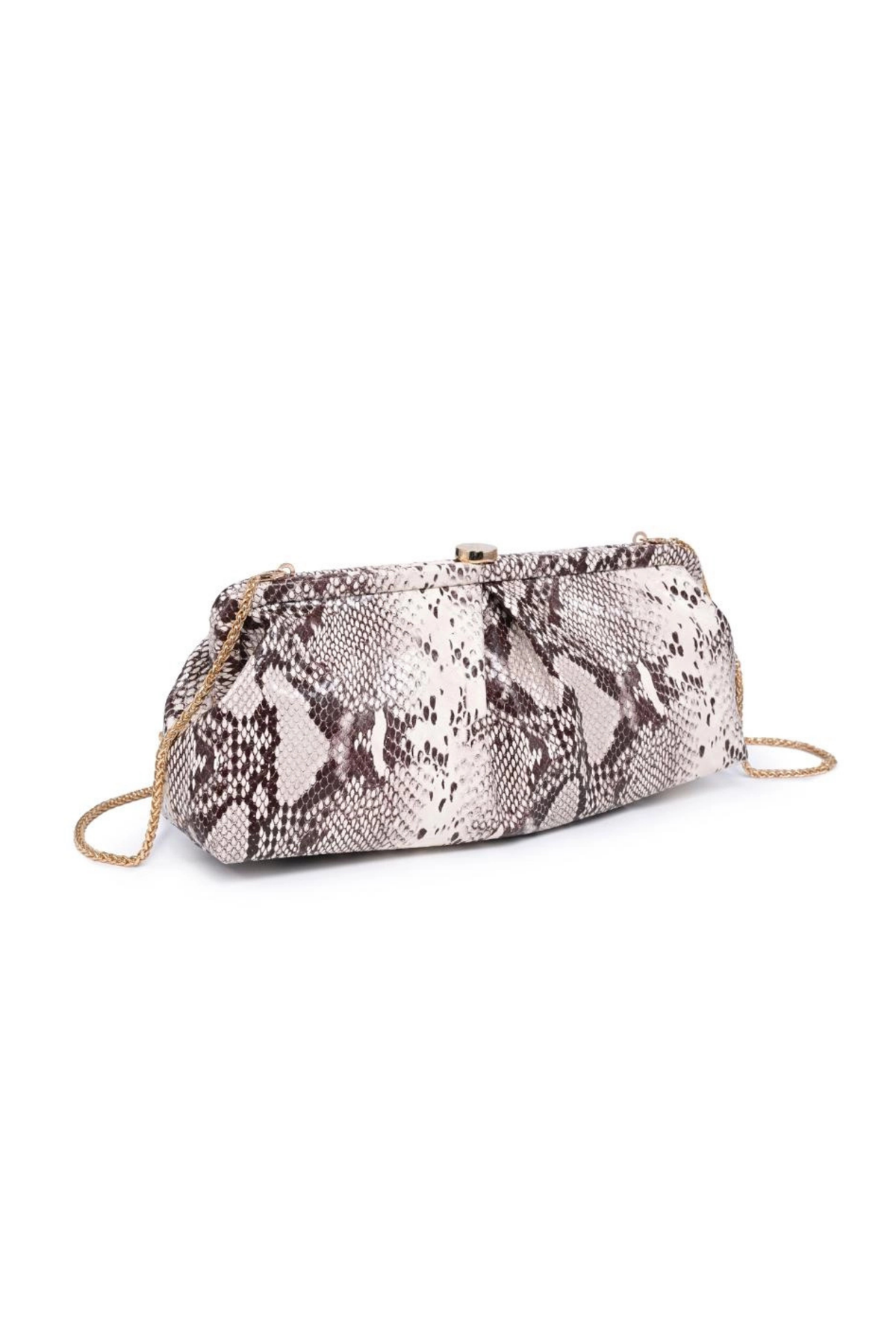 Kit Brown Snake Print Clutch