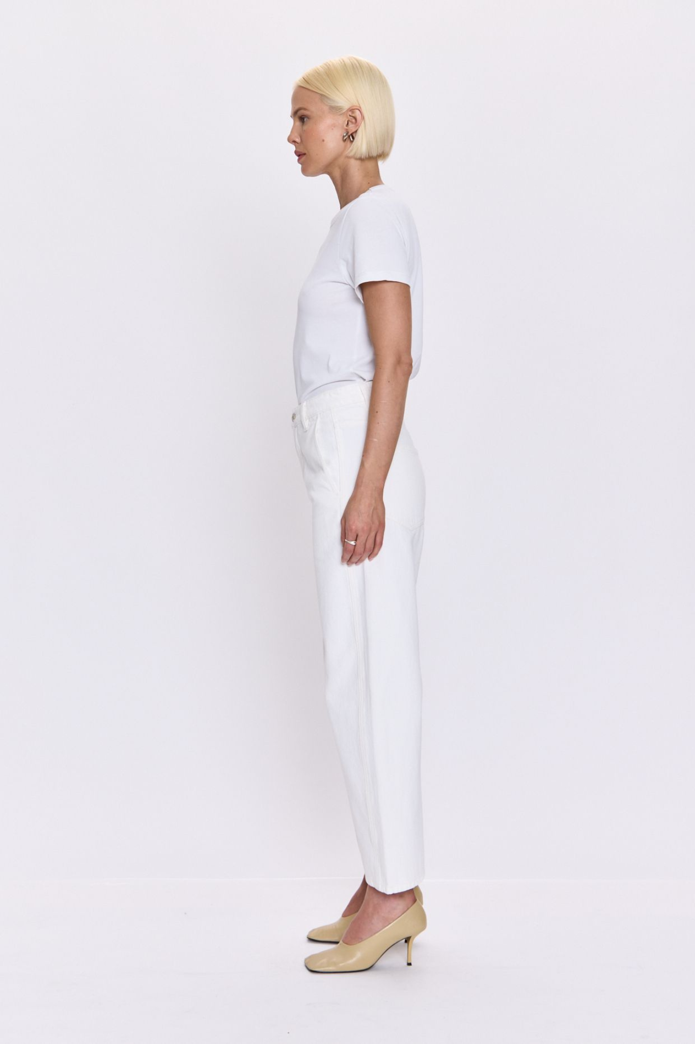 Beau Paper White High Rise Seamed Crescent