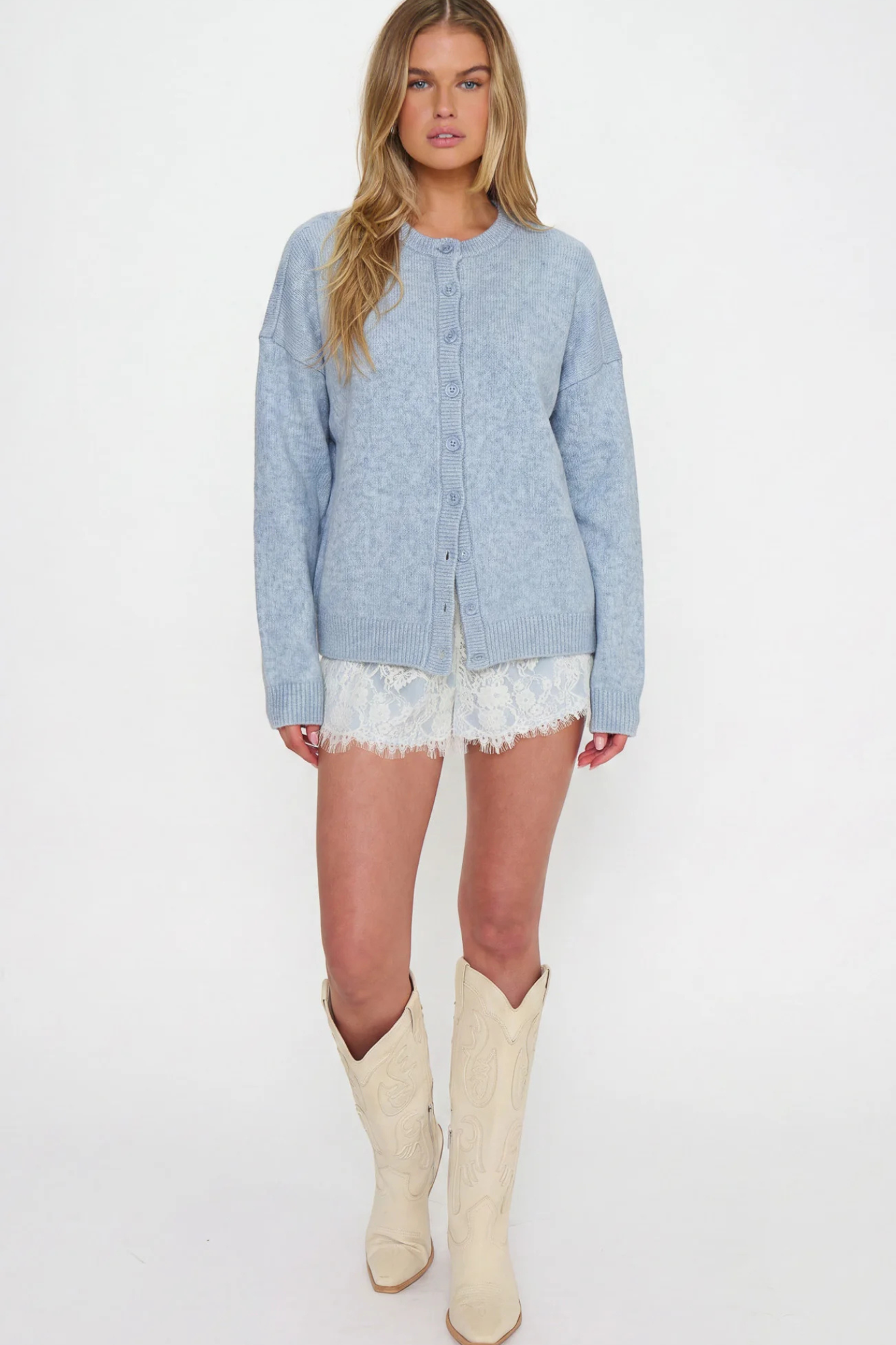 Foster Blue Knit Cardigan