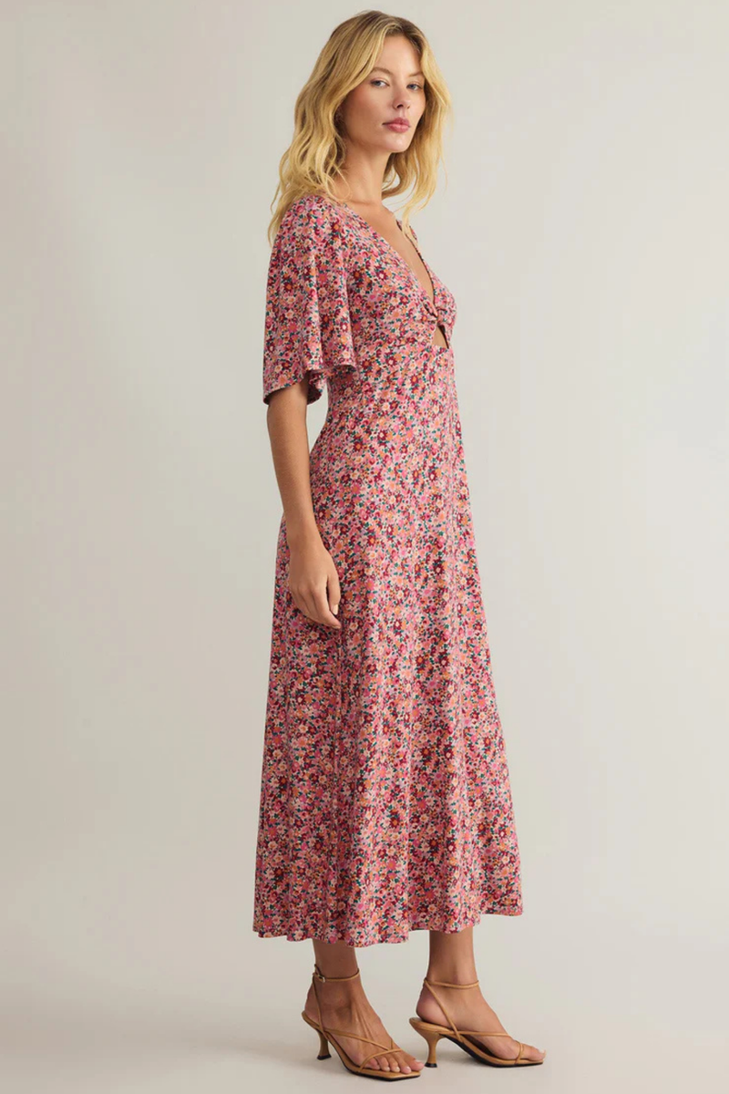 Mavis Rose Mauve Floral Midi Dress