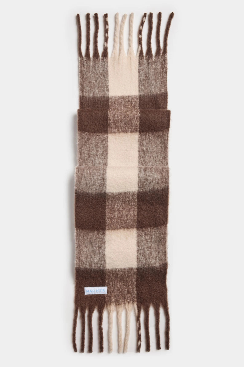 Espresso Checked Blanket Scarf