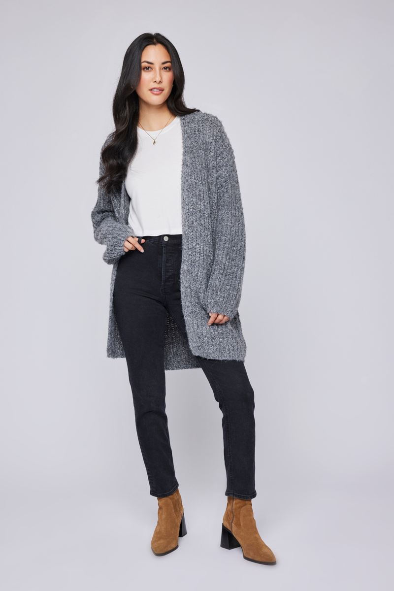 Enid Heather Charcoal Cardigan