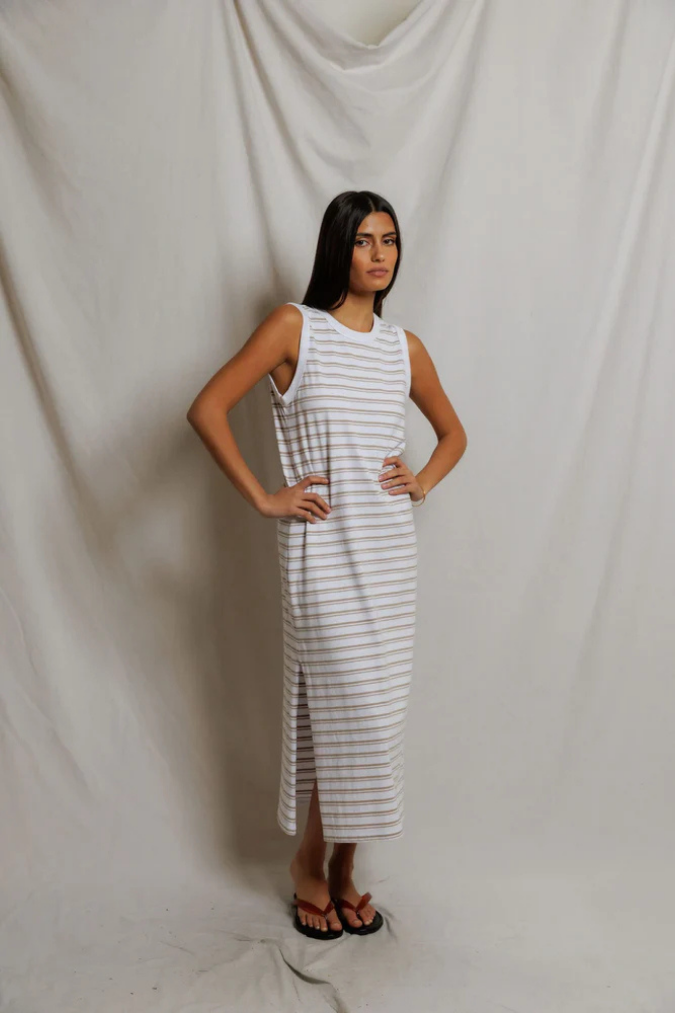 Lanell Driftwood Stripe Midi Dress