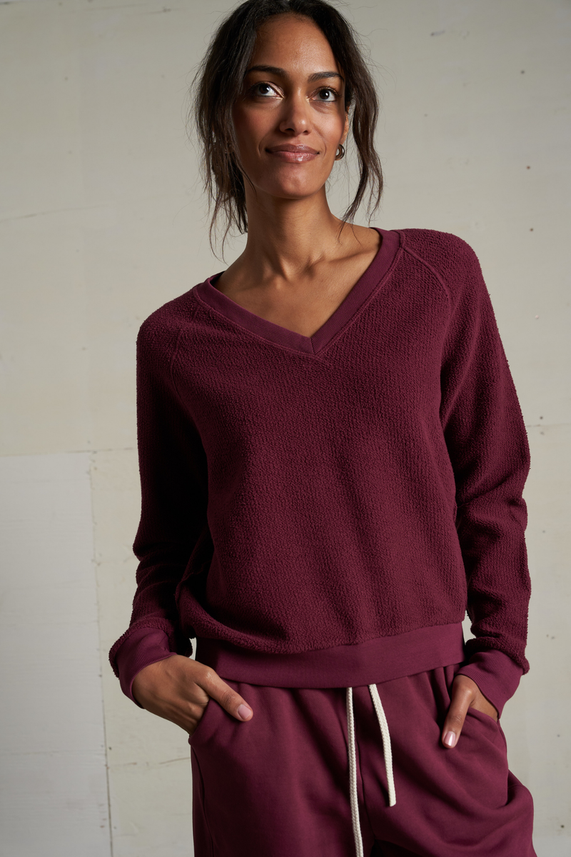 Zuri Dark Burgundy Inside Out V-Neck