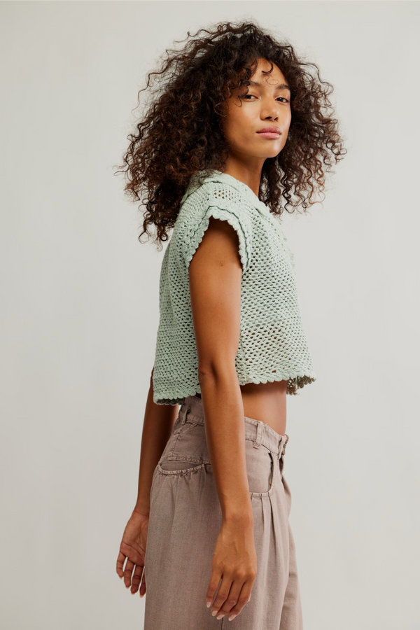 Lily Pale Aqua Crochet Top