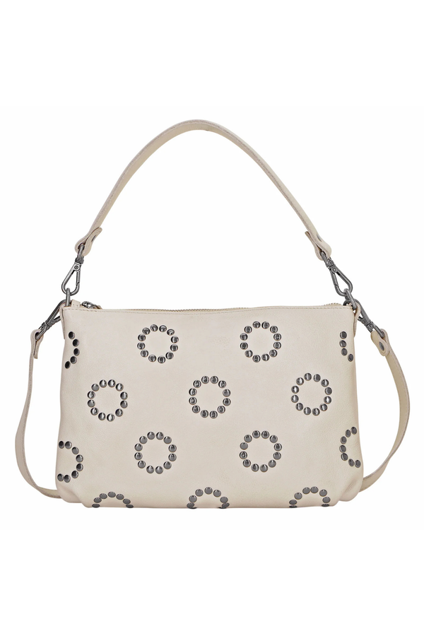 Stevie Oat Leather Studded Crossbody Bag
