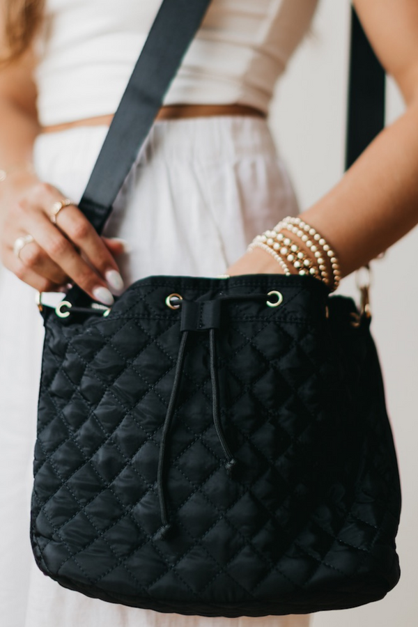Quincey Black Quilted Crossbody