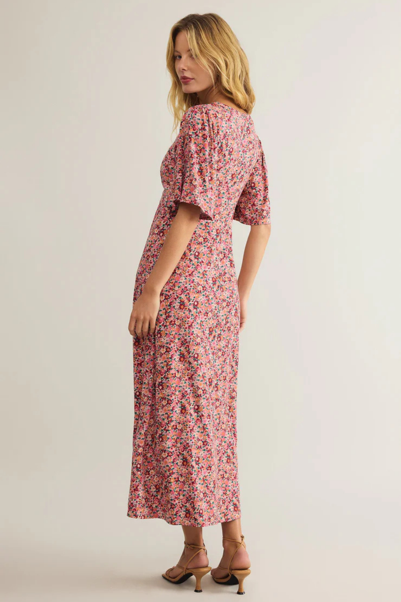 Mavis Rose Mauve Floral Midi Dress