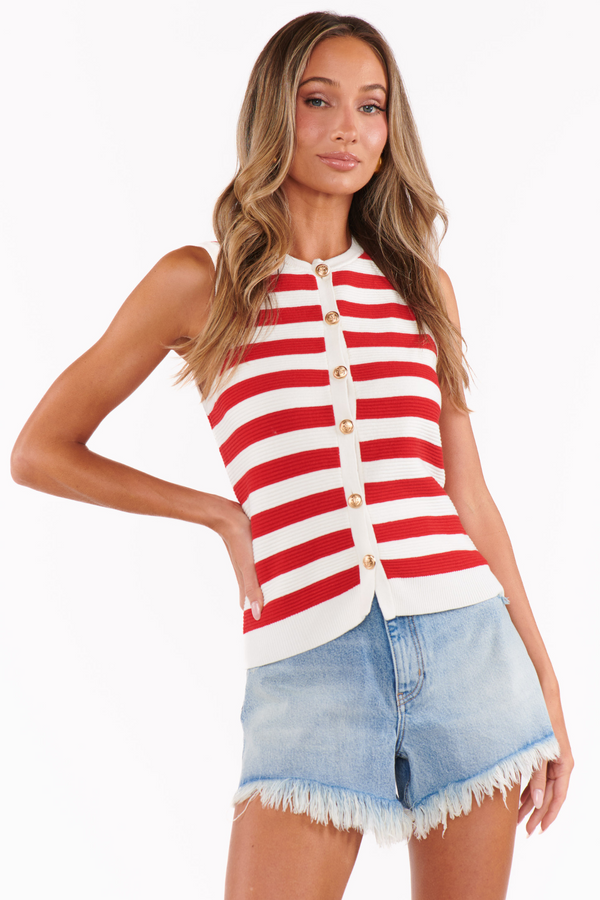 Devin Red Stripe Tank