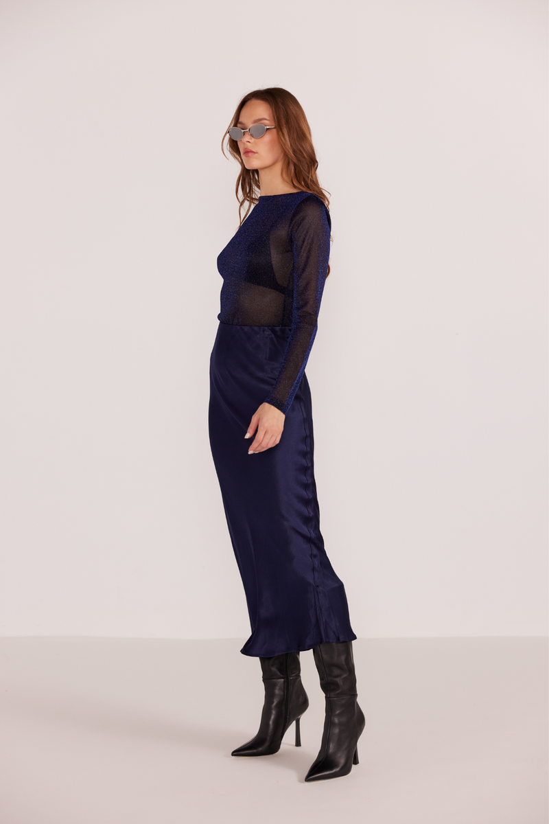 Lumina Midnight Bias Slip Skirt