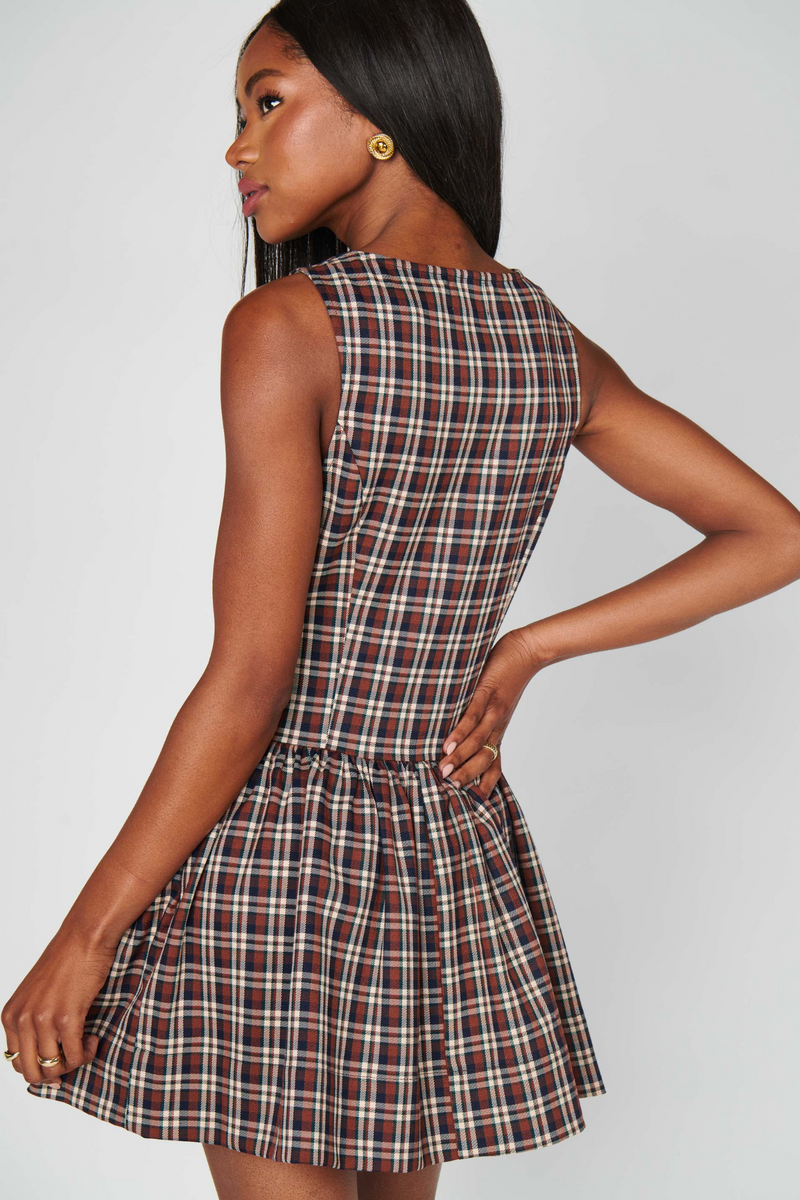 Meester Saddle Plaid Mini Dress