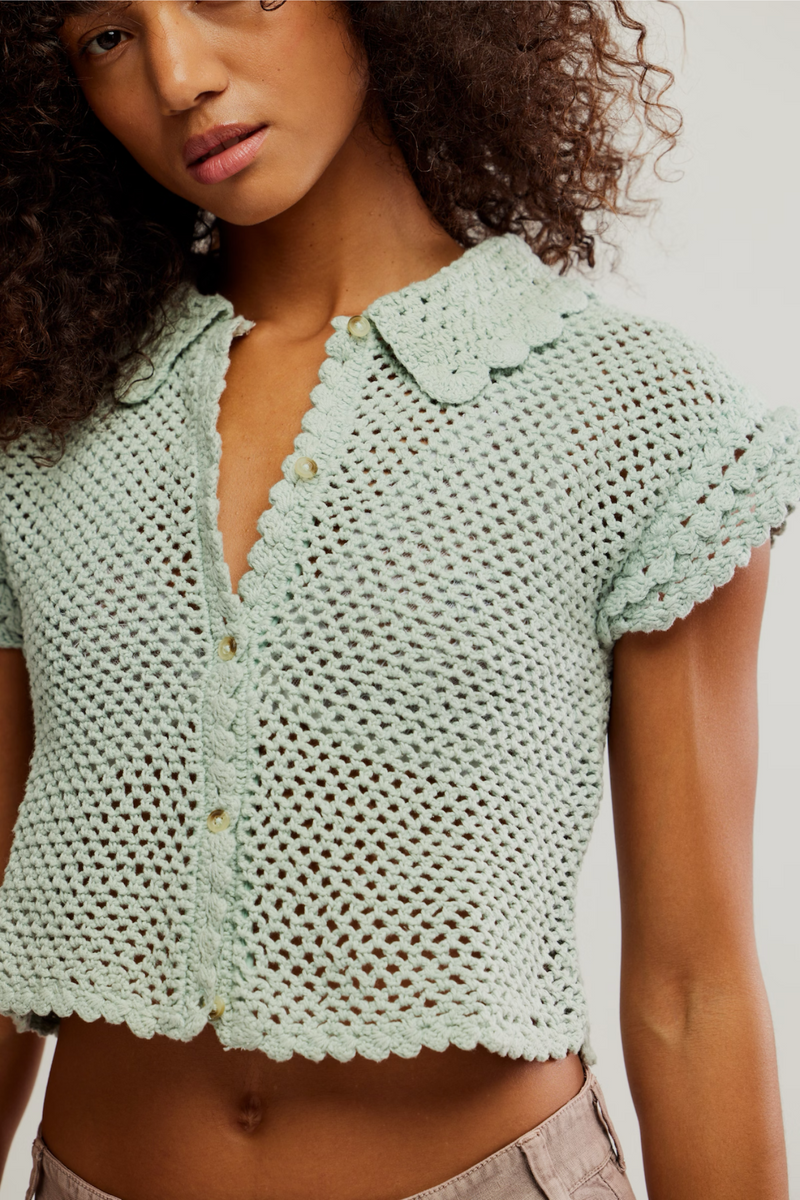 Lily Pale Aqua Crochet Top