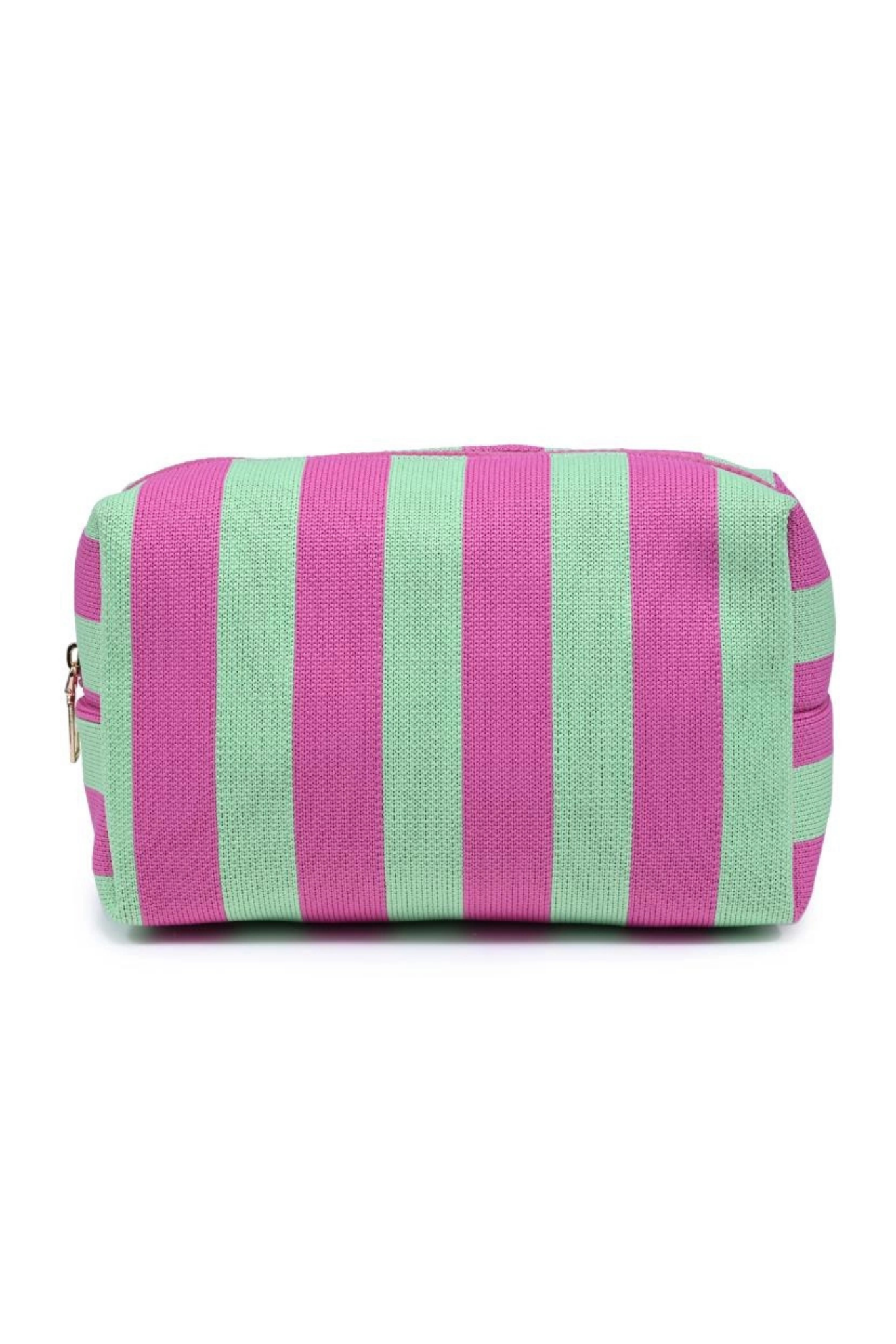 Mint/Pink Stripe Cosmetic Bag