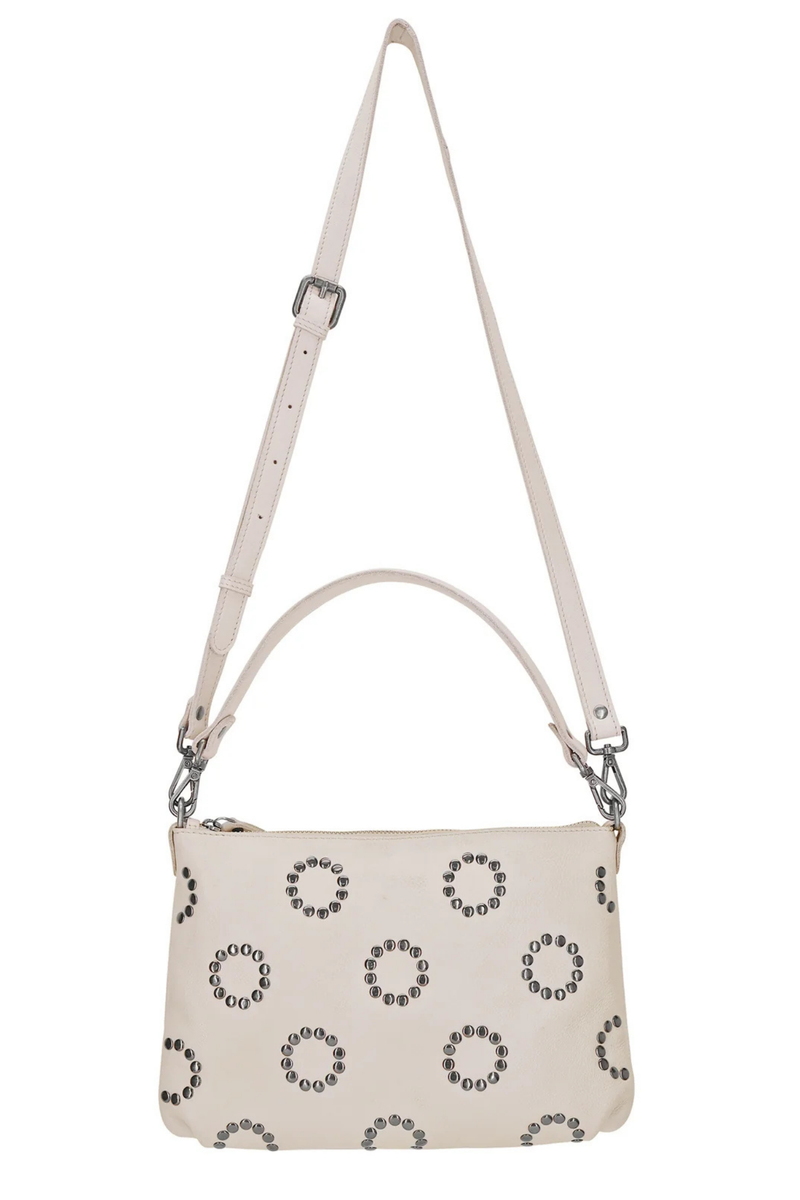 Stevie Oat Leather Studded Crossbody Bag