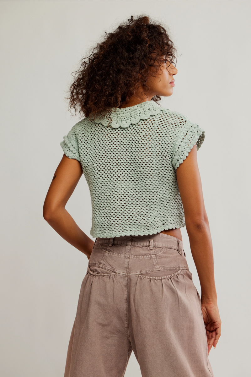Lily Pale Aqua Crochet Top