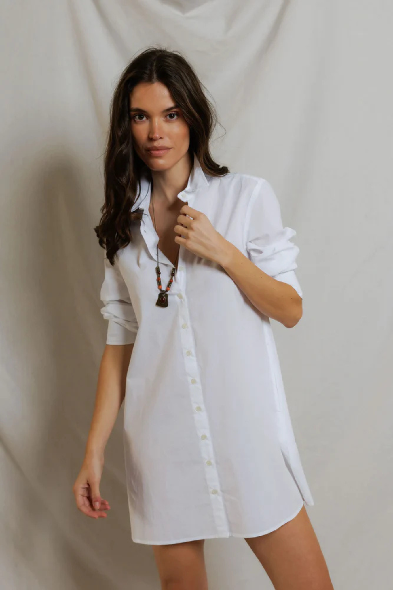 Felicia White Poplin Dress