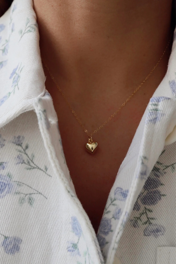 Clara Gold Puff Heart Necklace