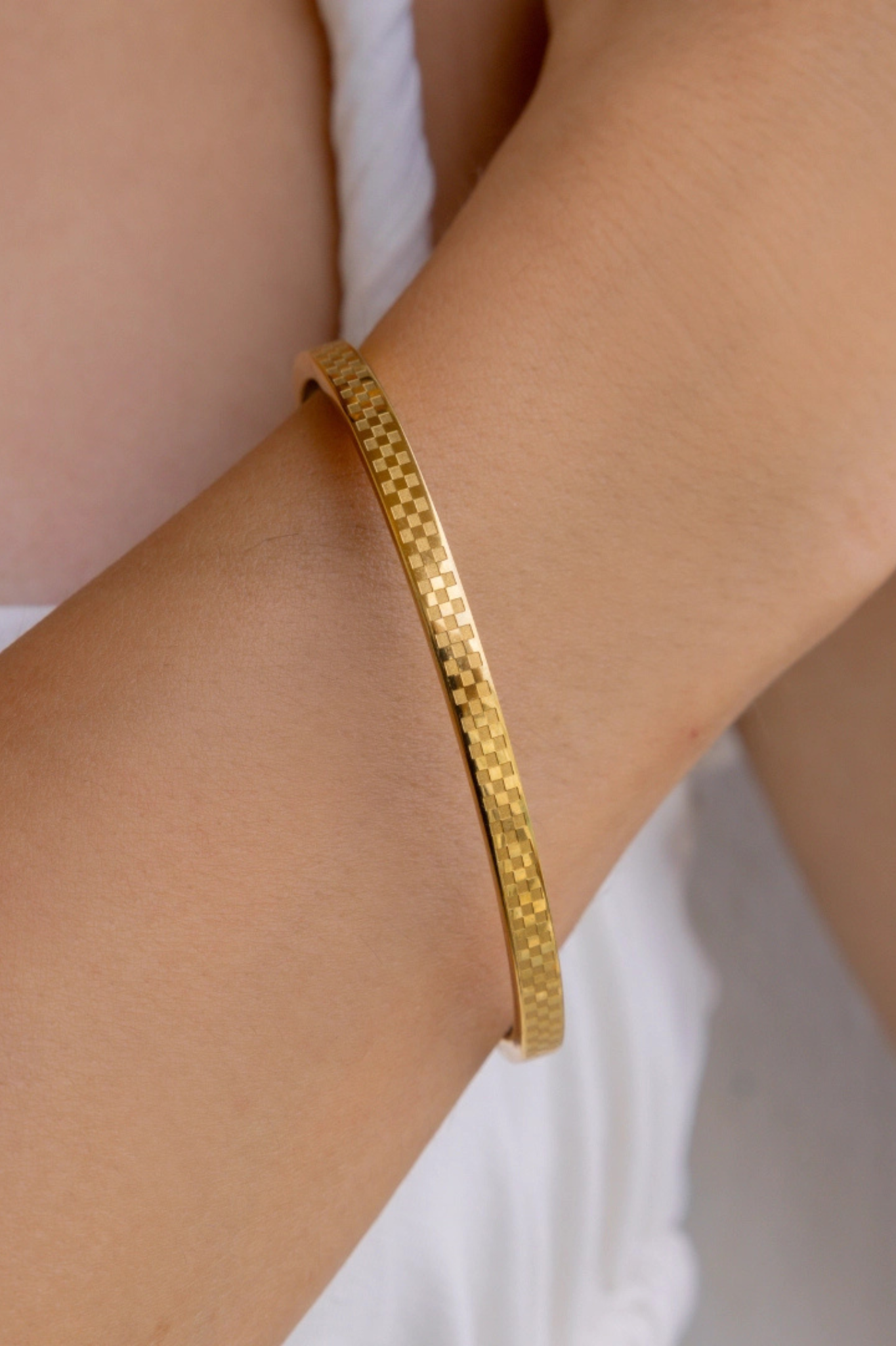 Chess Gold Bangle Bracelet