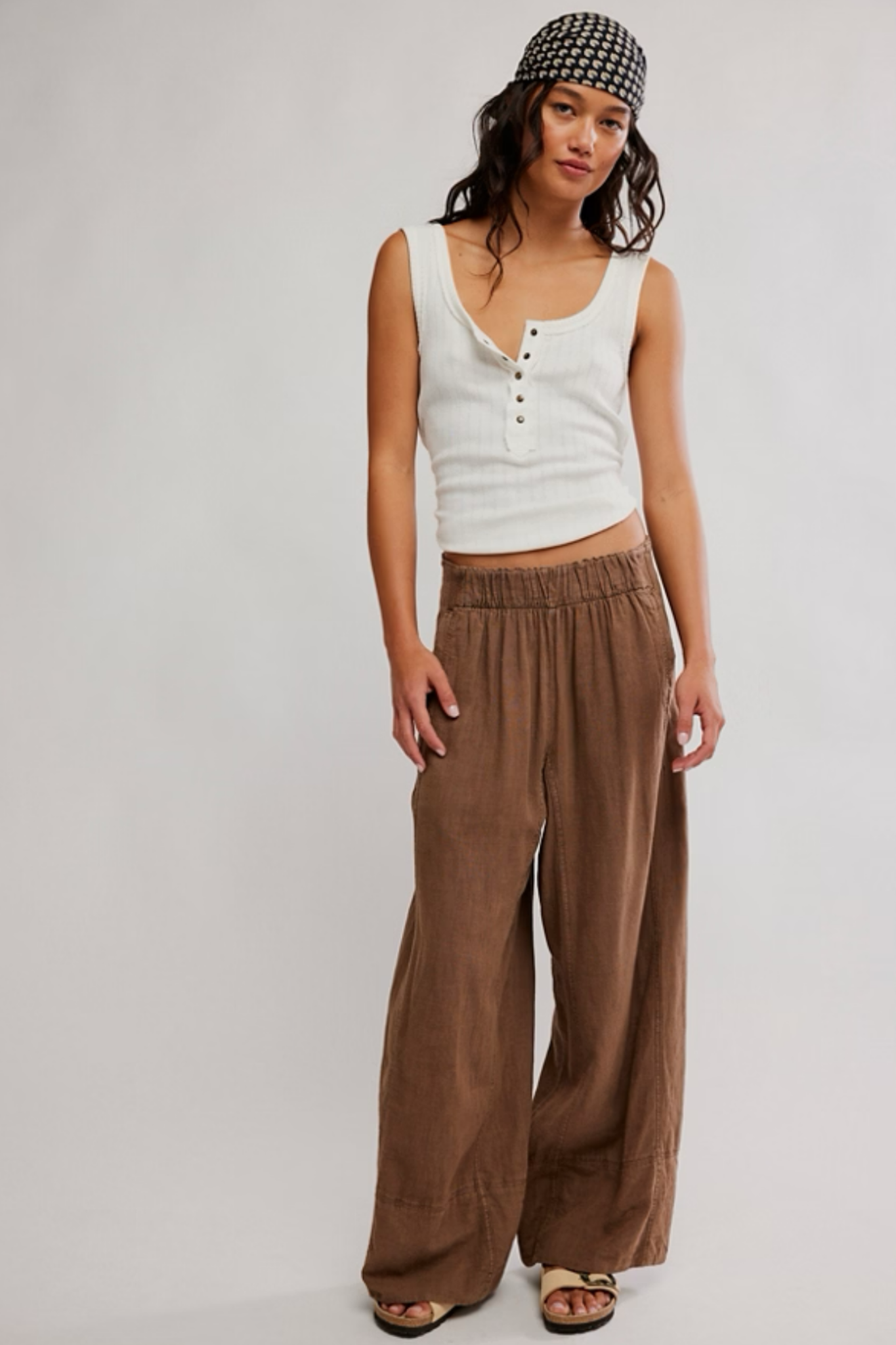 Days End Espresso Linen Pull On Pant