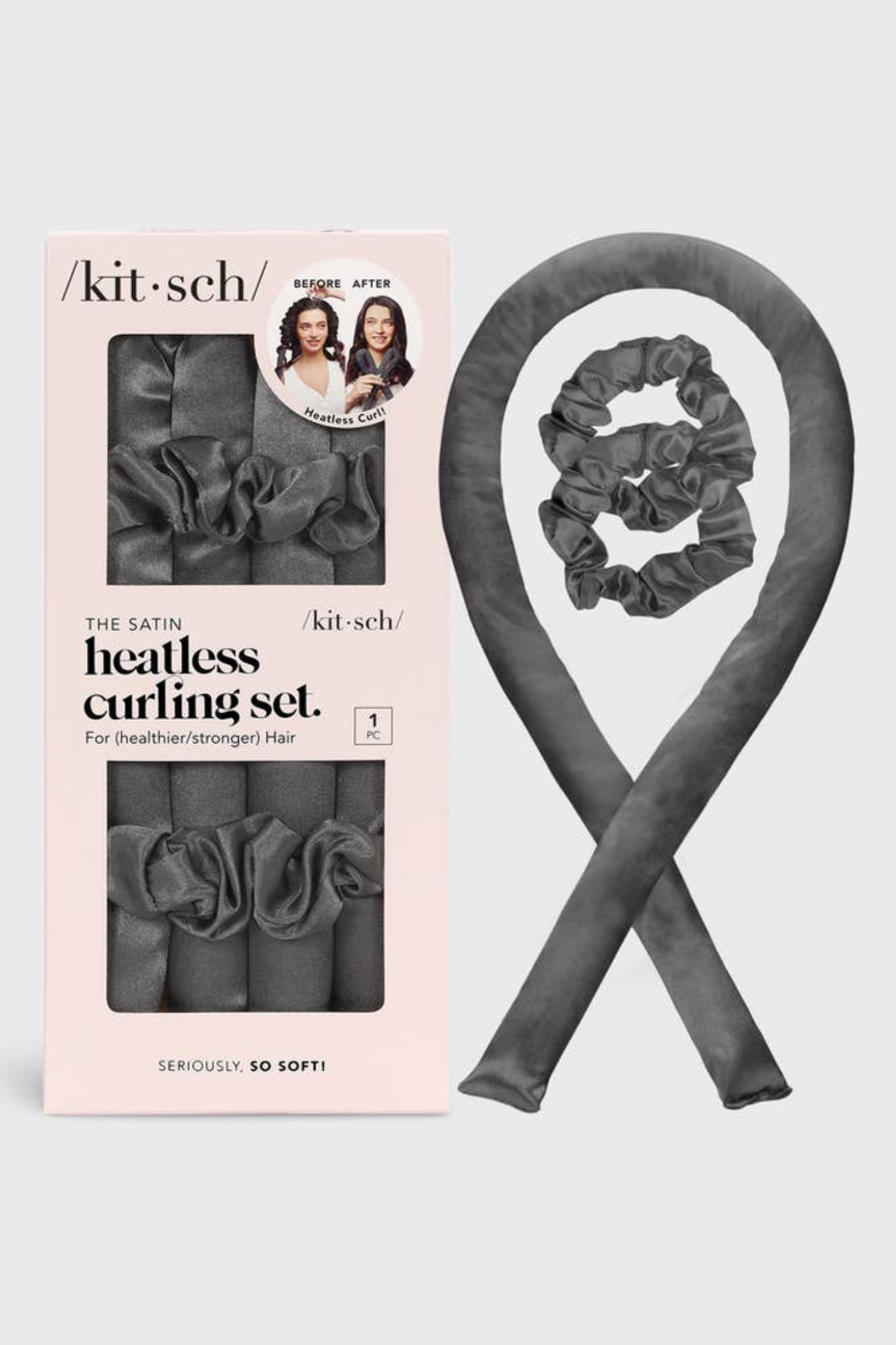 Charcoal Satin Heatless Curling Set