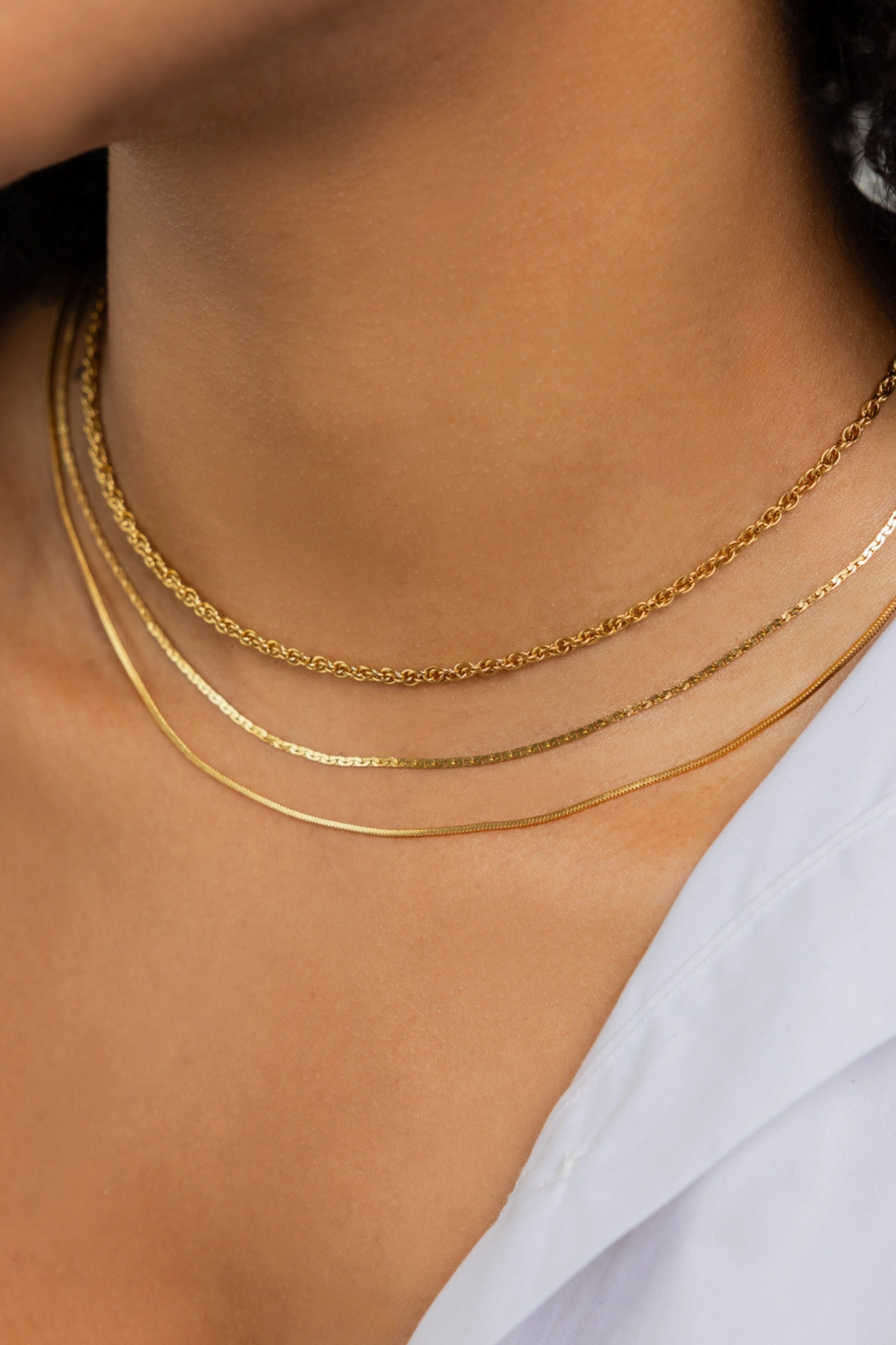 Gold Triple Layer Rope Necklace