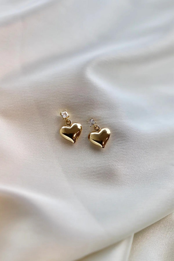 Puff Heart and CZ Stud