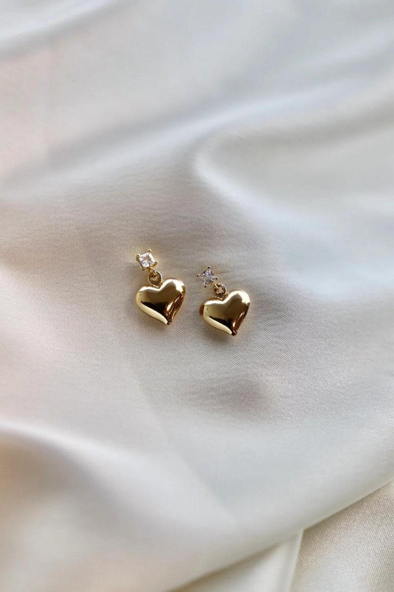 Puff Heart and CZ Stud